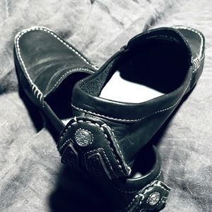 Cole Haan black leather driving loafers